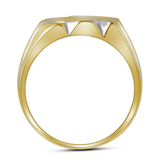 10K Yellow Gold Mens Round Diamond Triple Row Cluster Ring 1/2 Cttw, Mens Size: 7-13