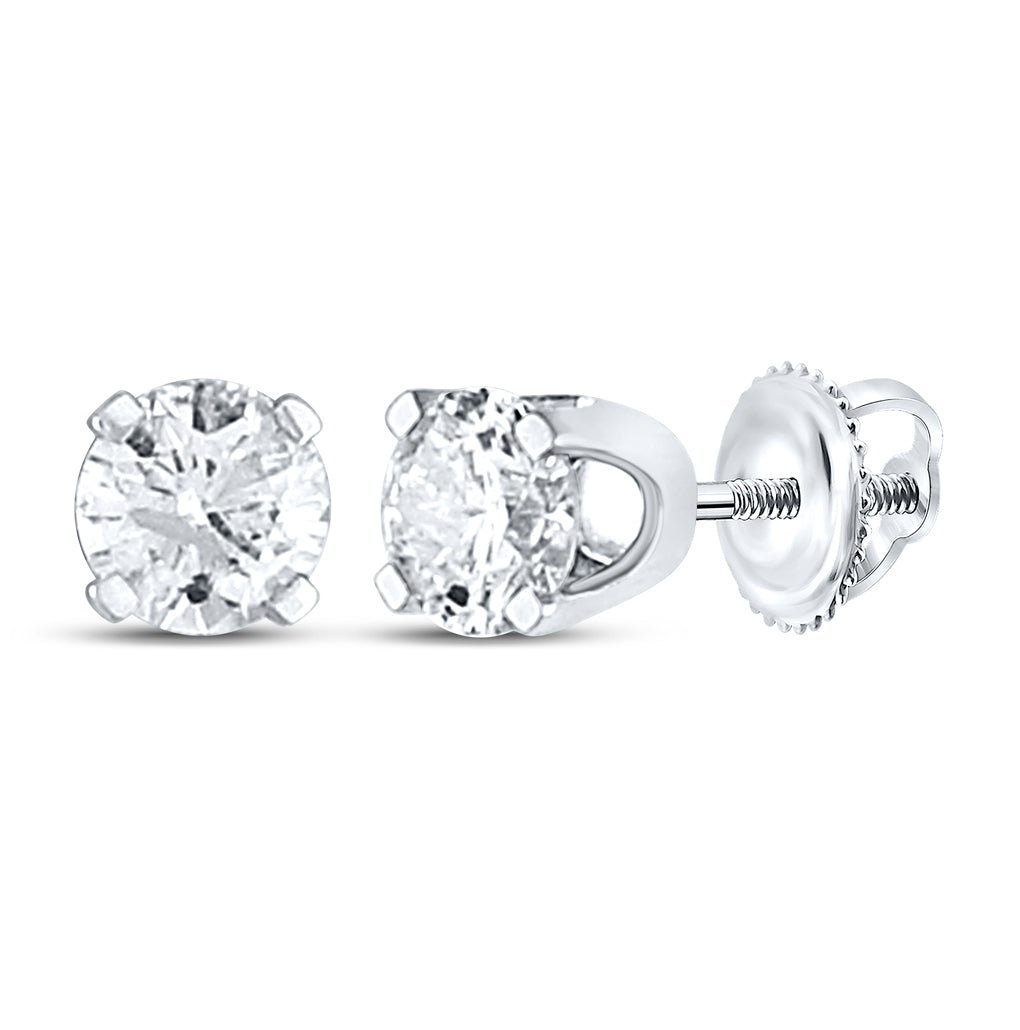 14K White Or Yellow Gold Womens Round Diamond Solitaire Stud Earrings