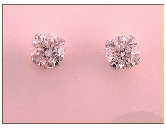 14kt Yellow Gold 3/4ct Diamond Round Studs (platinum) Certi