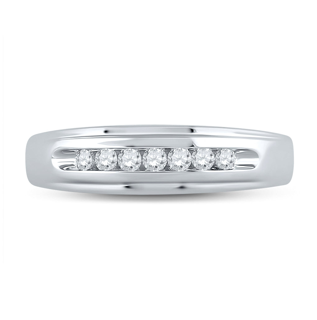 10K White Gold Mens Round Diamond Wedding Band Ring 1/4 Cttw, Mens Size: 7-13
