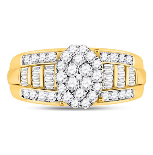 10K Yellow Gold Diamond Oval Cluster Bridal Wedding Engagement Ring 1 Cttw, Womens Size: 5-10