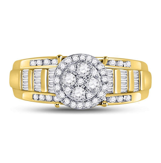10K Yellow Gold Round Dia. Cluster Wedding Engagement Ring 0.5 ct, Women's Sz: 5-10