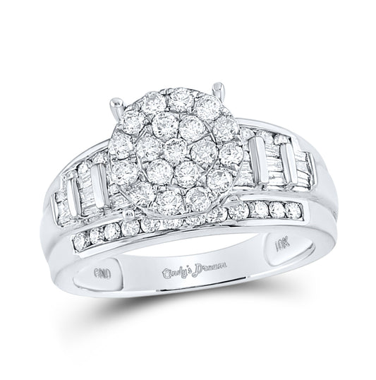 10K Yellow Or White Gold Womens Round Diamond Cindys Dream Cluster Bridal Wedding Engagement Ring 1.00 Cttw