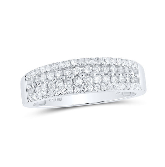 10K White Gold Womens Round Diamond Pave Band Ring 1/2 Cttw, Womens Size: 5-10