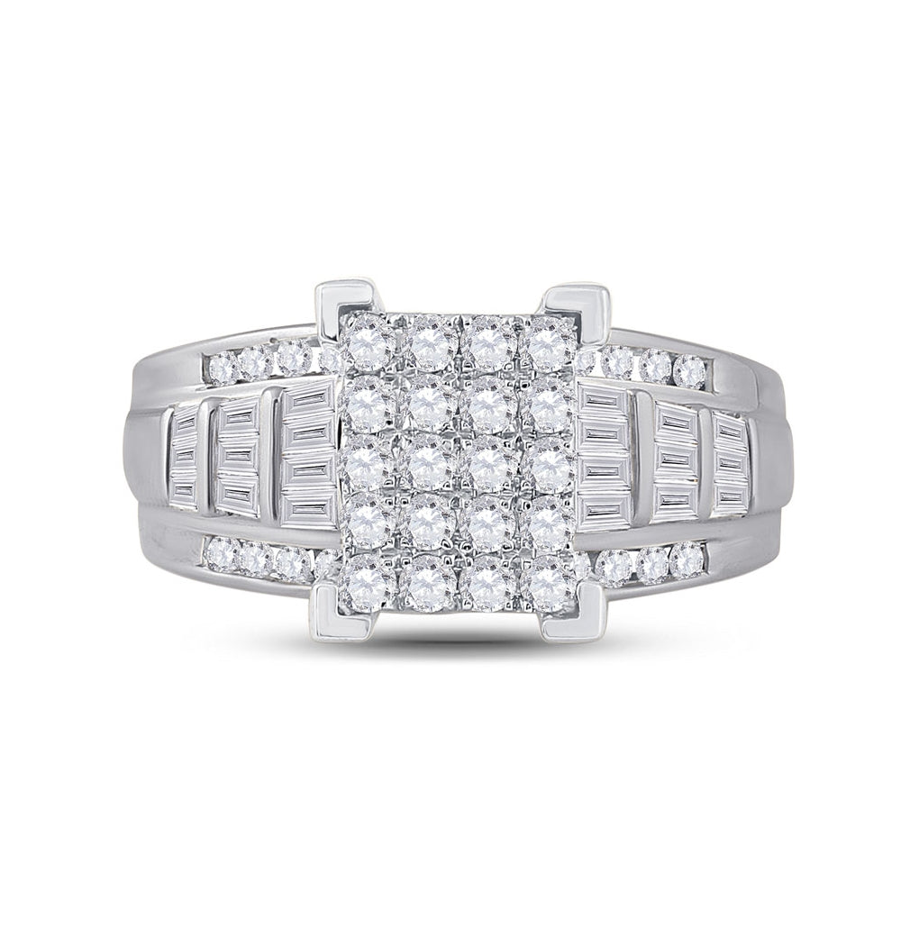 10K White Gold Princess Diamond Cluster Bridal Wedding Engagement Ring 1 Cttw, Womens Size: 5-10