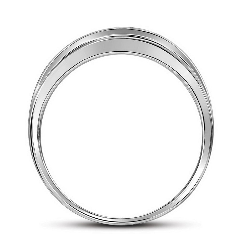 10K White Gold Mens Princess Diamond Single Row Wedding Band Ring 1/2 Cttw, Mens Size: 7-13