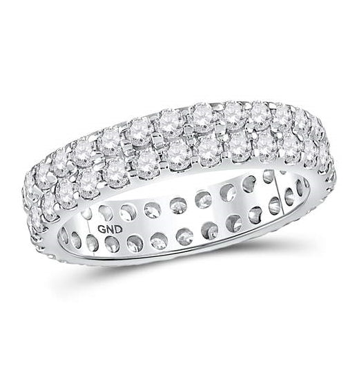 14kt White Gold Womens Round Diamond Double Row Eternity Wedding Band 2.00 Cttw