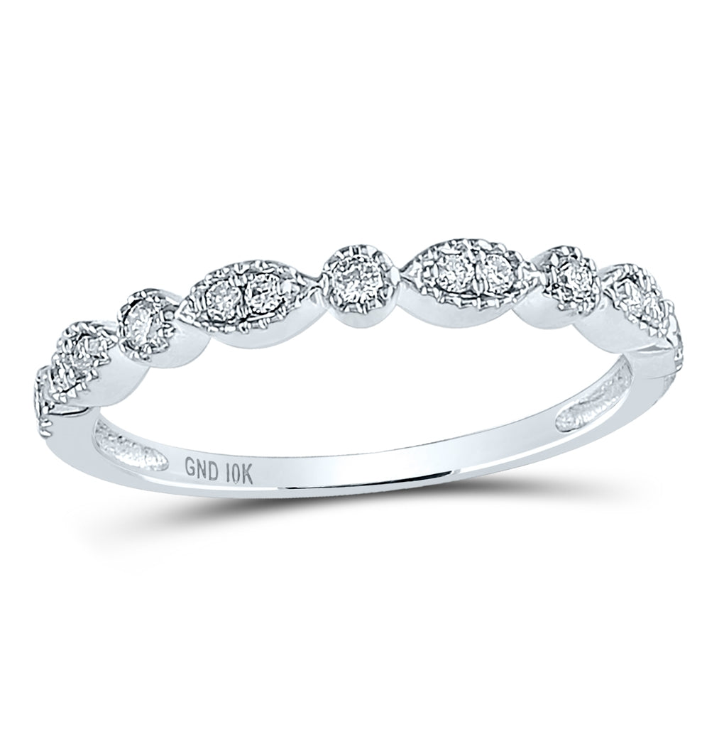 10K White Gold Womens Round Diamond Marquise Dot Stackable Band Ring 1/6 Cttw, Womens Size: 5-10