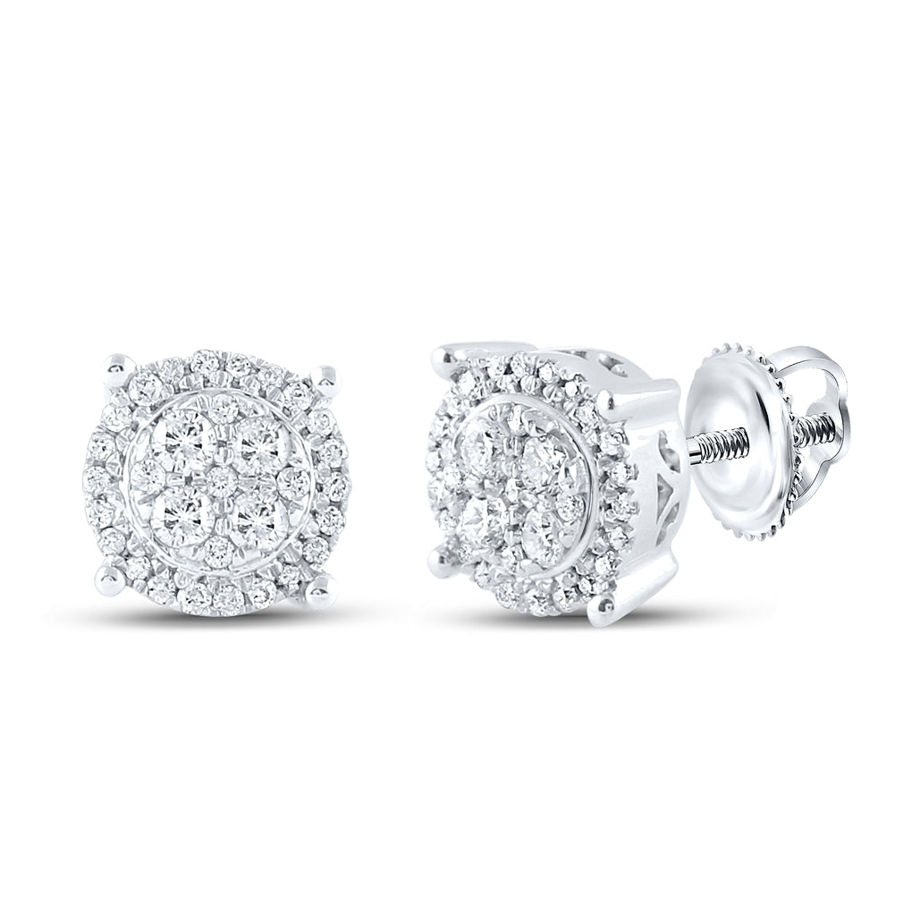 10K White Gold Womens Round Diamond Cluster Earrings 1/4ctw