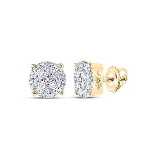 10K White Or Yellow Gold Womens Round Diamond Cluster Earrings
