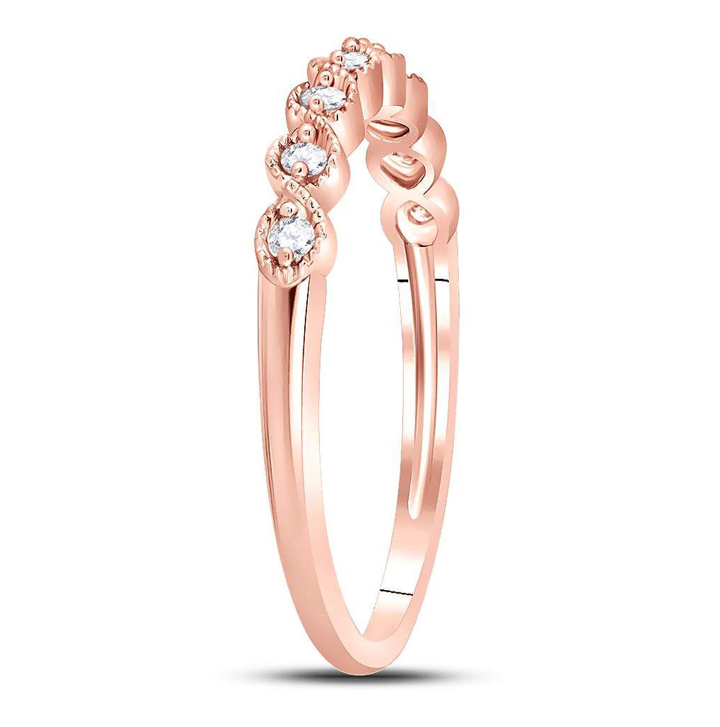 10K Yellow Or White Or Rose Gold Womens Round Diamond Stackable Band Ring , Womens Size: 5-10