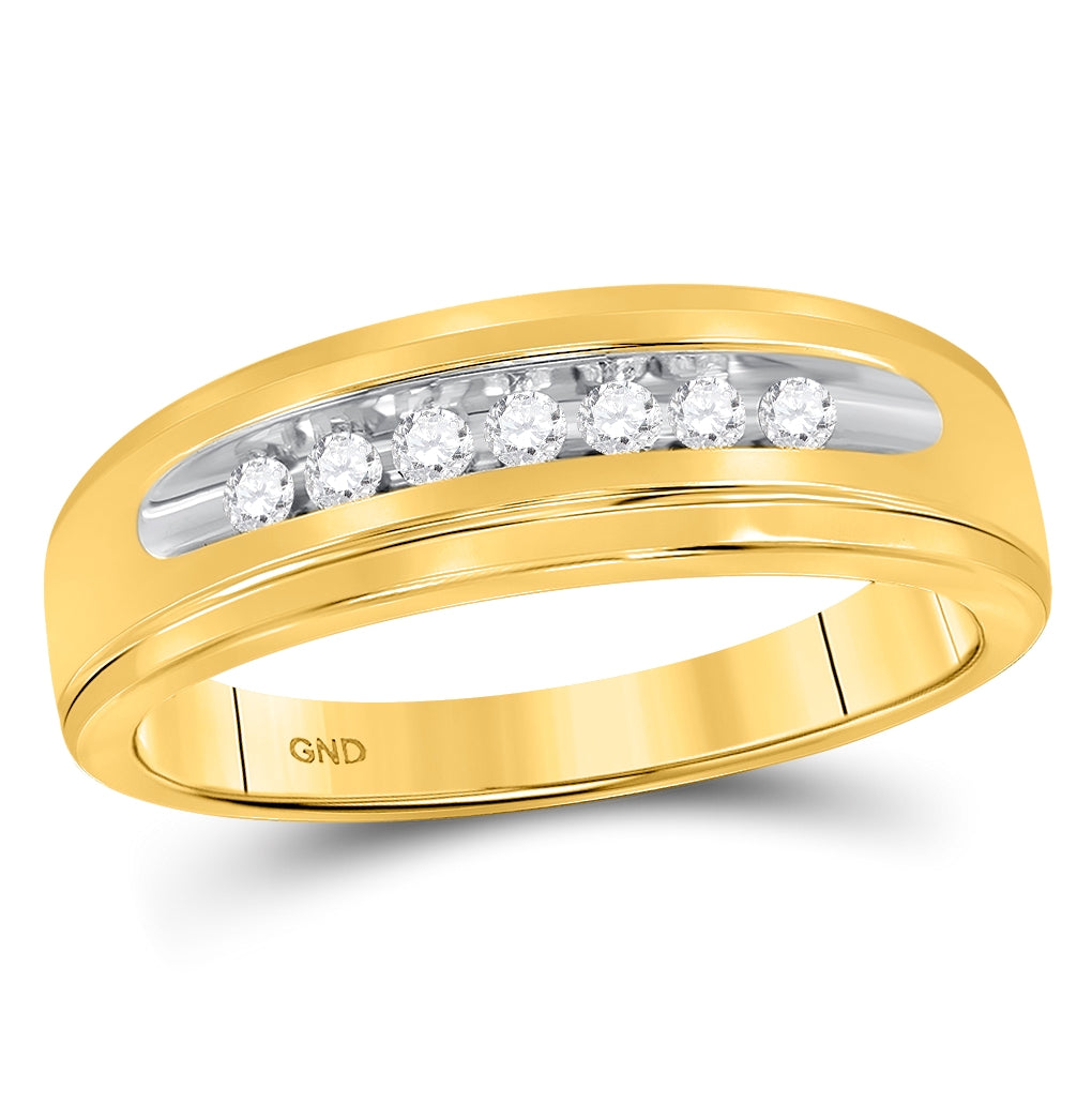 10K Yellow Gold Womens Round Diamond Single Row Channel-set Band Ring 1/6 Cttw, Womens Size: 5-10