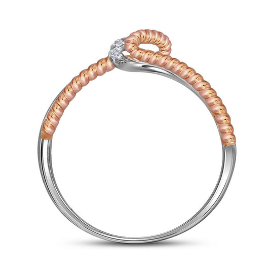 10K Two-tone Gold Womens Round Diamond Rope Band Ring 1/12 Cttw, Womens Size: 5-10