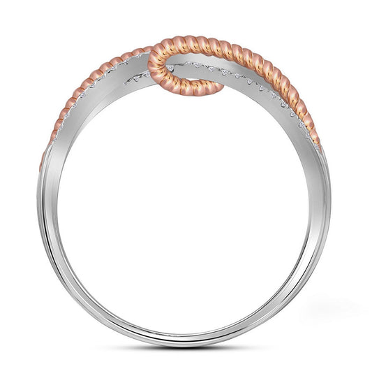 10K White Gold Womens Round Diamond Rope Fashion Band Ring 1/6 Cttw, Womens Size: 5-10