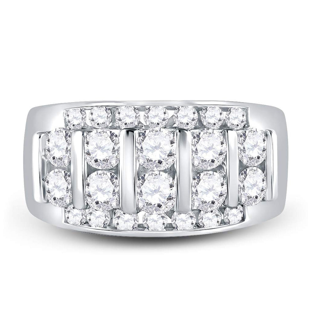14K White Gold Mens Round Diamond Wedding Channel Set Band Ring 2 Cttw, Mens Size: 7-13