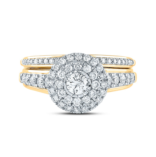 14K Yellow Gold Round Diamond Bridal Wedding Ring Band Set 1ctw, Womens Size: 5-10