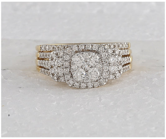 14K Yellow Gold Round Dia. Bridal Wedding Band Set 1ctw, Women's Size: 5-10