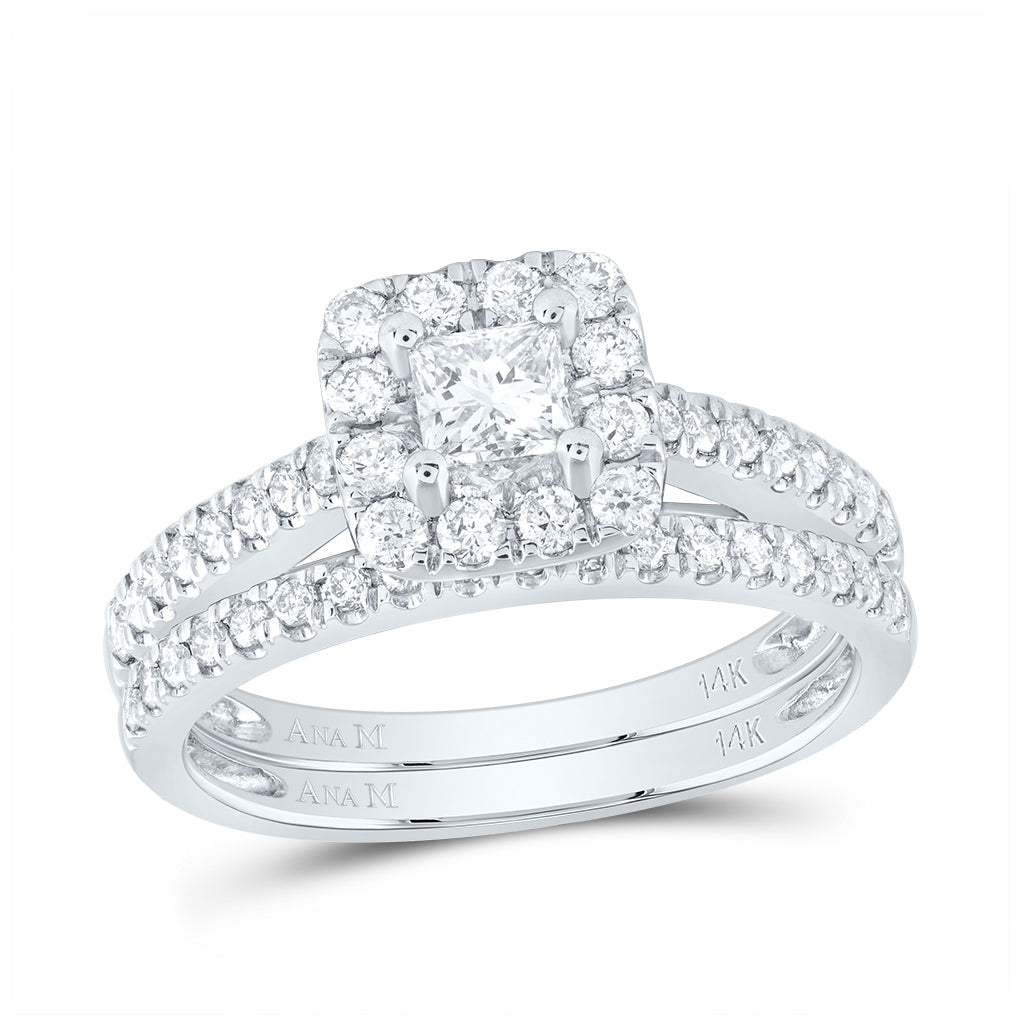 14K White Gold Princess Diamond Bridal Wedding Ring Band Set 1ctw, Women's Size: 5-10