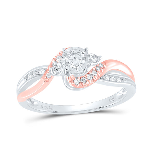 14K White Rose-tone Gold Round Diamond Solitaire Bridal Wedding Engagement Ring 1/4 Cttw, Womens Size: 5-10
