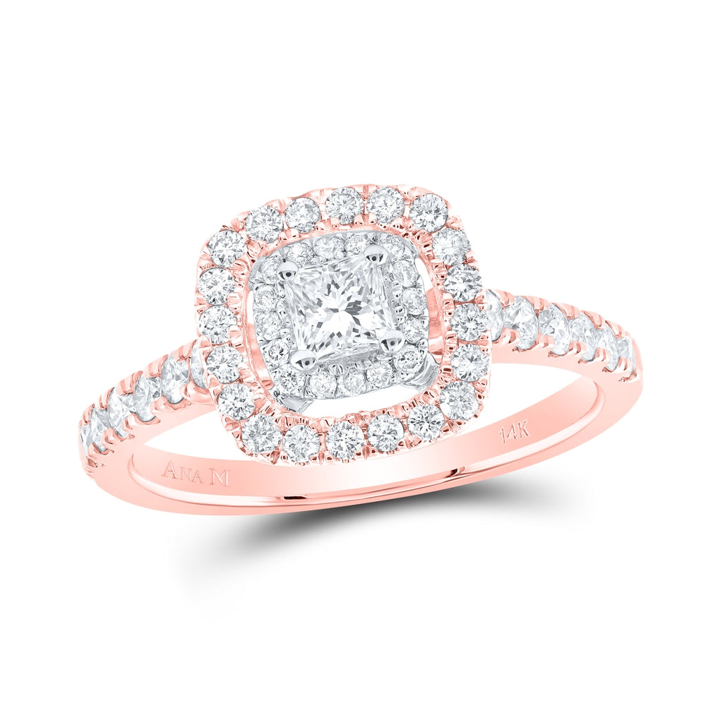 14K Rose Gold Princess Diamond Solitaire Bridal Wedding Engagement Ring 3/4 Cttw, Womens Size: 5-10