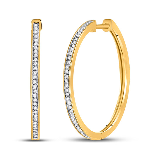 10kt Yellow Gold 1/4ctw Diamond P1p2  Fashion High Hoops Earring