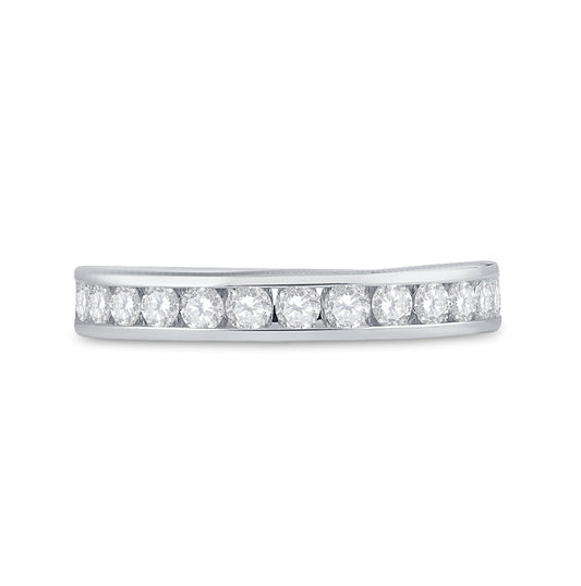 14K White Gold Womens Round Diamond Wedding Band 1/2 Cttw, Womens Size: 5-10