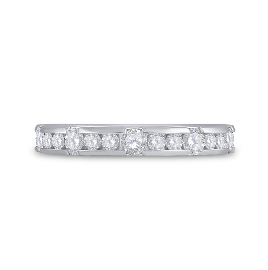 14K White Gold Womens Machine-set Round Diamond Wedding Band Ring 3/4 Cttw, Womens Size: 5-10