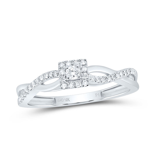 10K White Gold Womens Round Diamond Solitaire Promise Ring 1/5 Cttw, Womens Size: 5-10