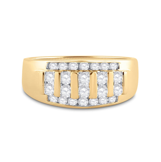14K White Or Yellow Gold Mens Round Diamond Wedding Channel Set Band Ring , Mens Size: 7-13