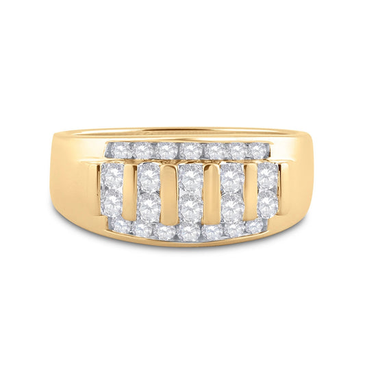 10K Yellow Gold Mens Round Diamond Wedding Band Ring 1ctw, Mens Size: 7-13