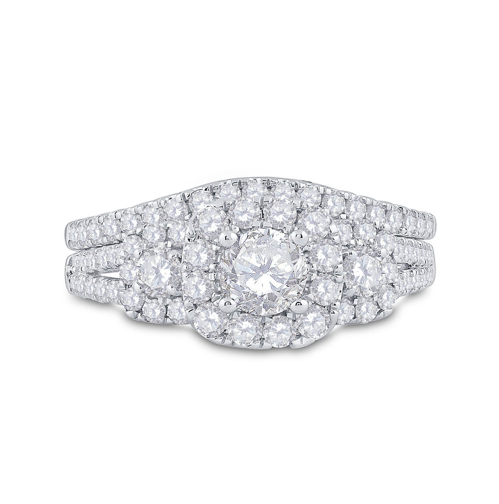 14K Two-tone Gold Round Dia. Bridal Wedding Ring Band Set 1-1/2ctw, Women's Size: 5-10