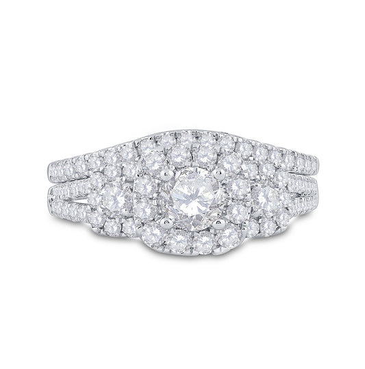 14K Two-tone Gold Round Dia. Bridal Wedding Ring Band Set 1-1/2ctw, Women's Size: 5-10