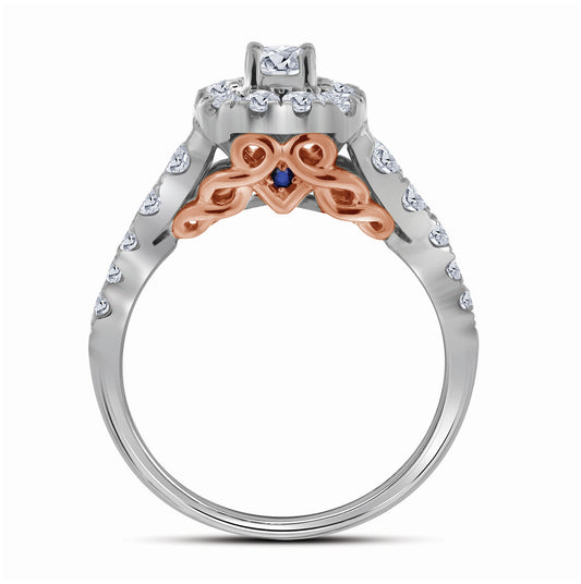 14K Two-tone Gold Round Diamond Bridal Wedding Ring Band Set 1 Cttw, Womens Size: 5-10