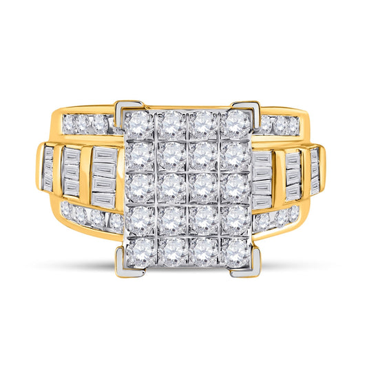 10K Yellow Gold Round Dia. Cluster Bridal Wedding Engagement Ring 2ctw, Women's Size: 5-10