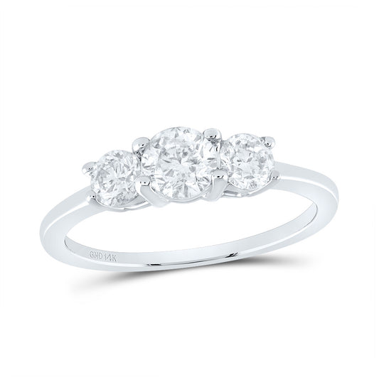14kt Yellow Or White Gold Womens Round Diamond 3-stone Bridal Wedding Engagement Ring 1.00 Cttw