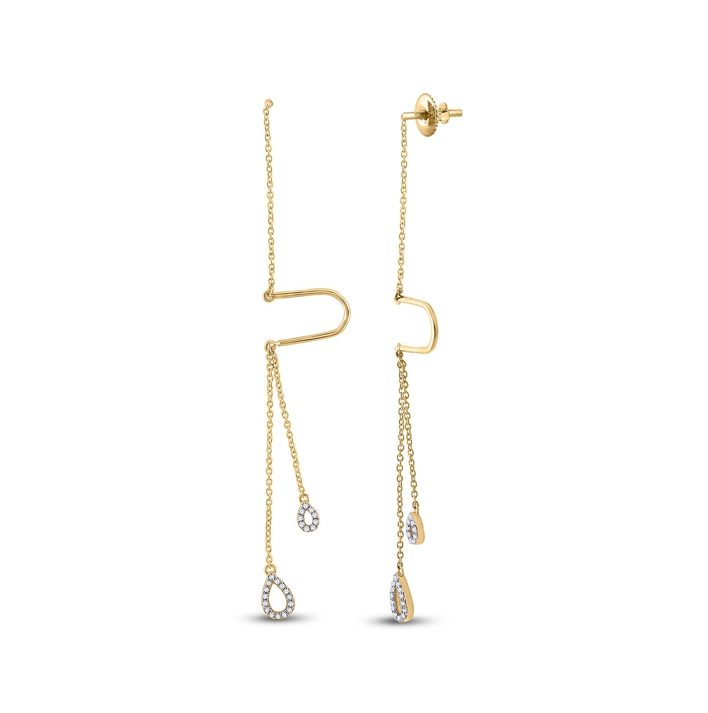 10kt Yellow Gold 1/8ctw Diamond Cn Gift Dangling Threader Earring