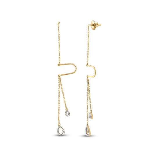 10kt Yellow Gold 1/8ctw Diamond Cn Gift Dangling Threader Earring