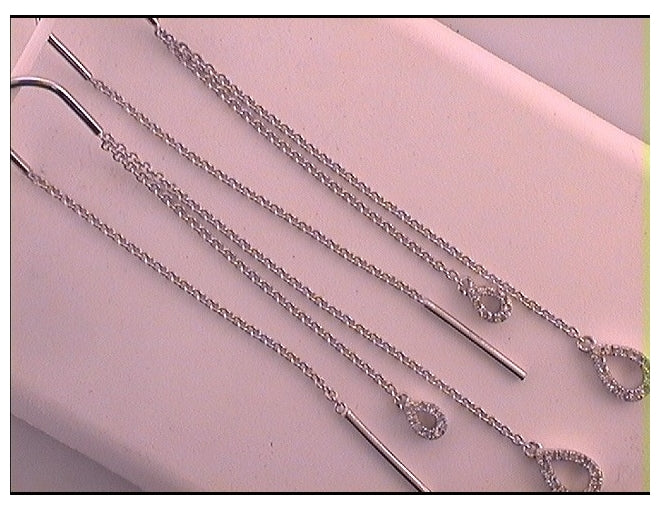 10kt White Gold 1/8ctw Diamond Cn Gift Dangling Threader Earring