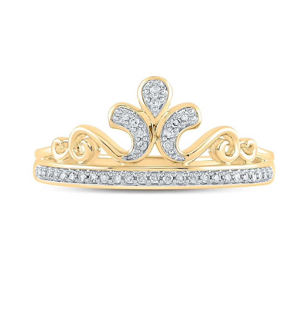 10K White Or Yellow Gold Womens Round Diamond Heart Frame Cluster Ring , Womens Size: 5-10
