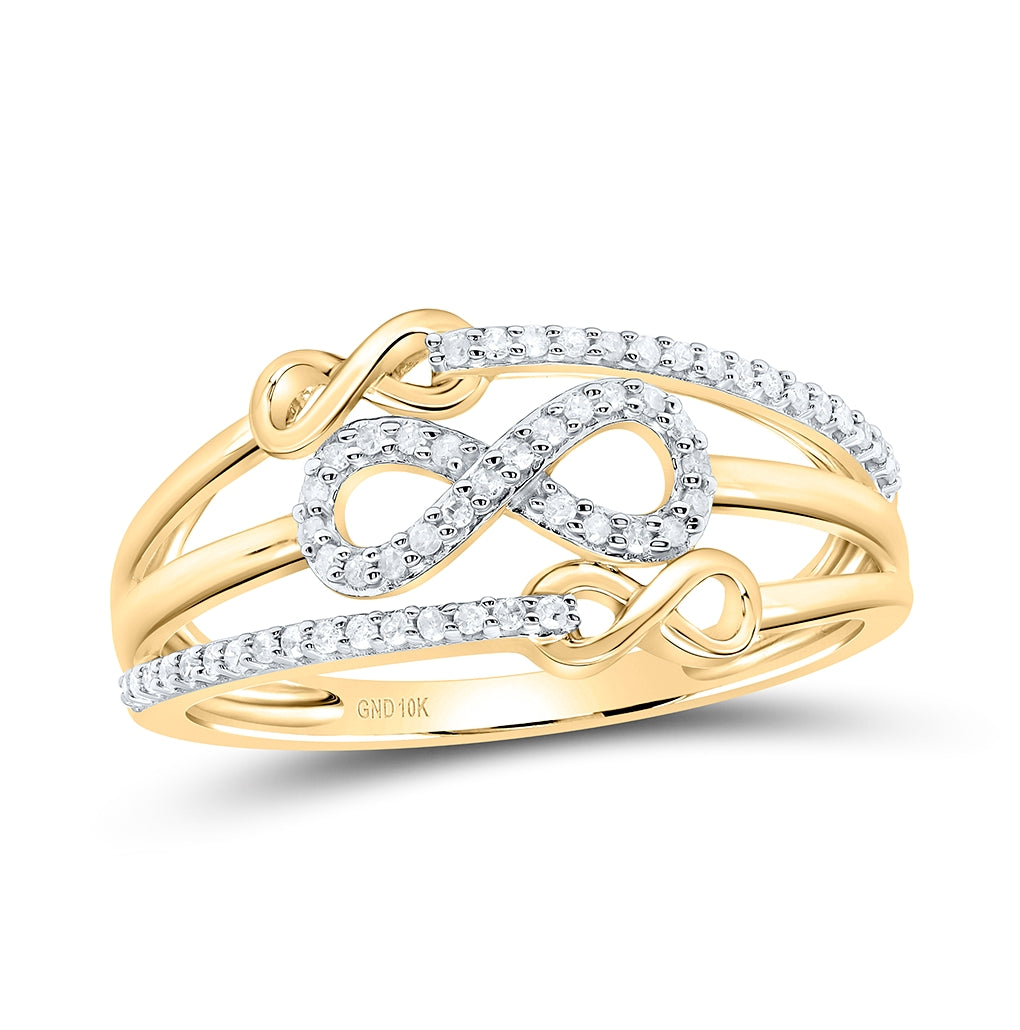 10K Yellow Gold Womens Round Diamond Infinity Ring 1/6 Cttw, Womens Size: 5-10