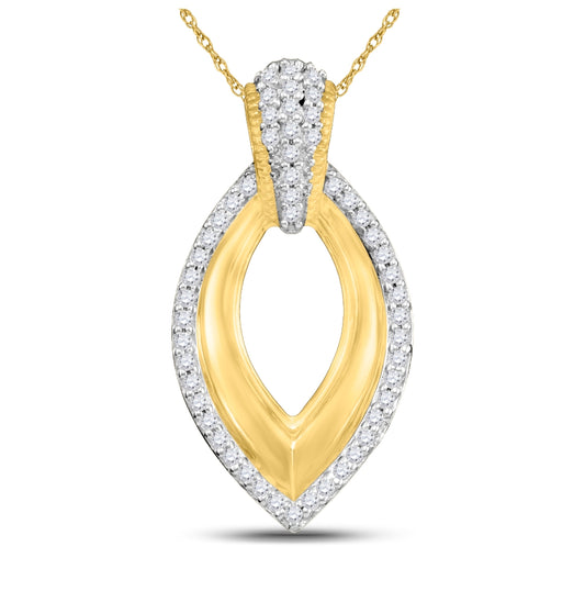 10kt Yellow Gold Womens Round Diamond Oval Pendant 1/6 Cttw