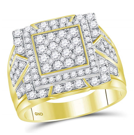 10kt Yellow Gold Mens Round Diamond Cluster Ring 2-1/4 Cttw