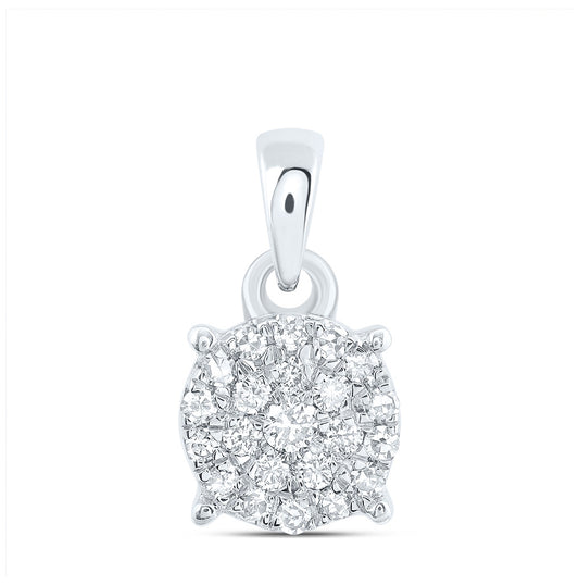 10K White Or Yellow Gold Womens Round Diamond Circle Cluster Pendant