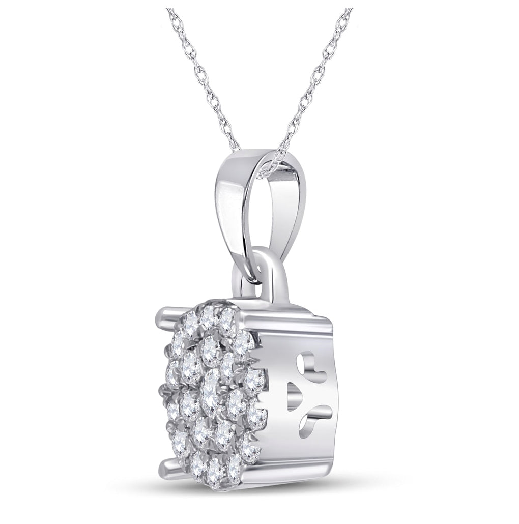 10K Yellow Or White Gold Womens Round Diamond Cluster Pendant 1/4 Cttw