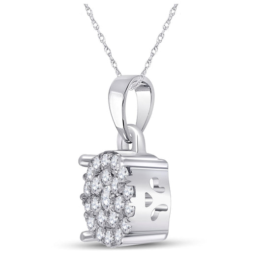 10K Yellow Or White Gold Womens Round Diamond Cluster Pendant 1/4 Cttw