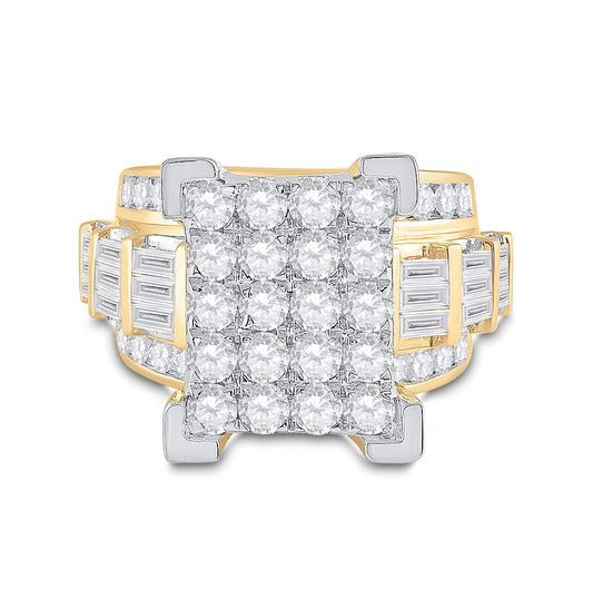 14K Yellow Gold Round Diamond Cluster Bridal Wedding Engagement Ring 4 Cttw, Womens Size: 5-10