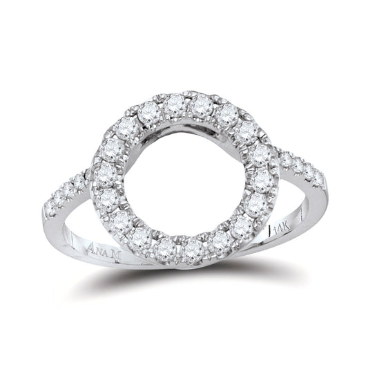 14kt White Gold Womens Round Diamond Wrap Ring Guard Enhancer 1/2 Cttw