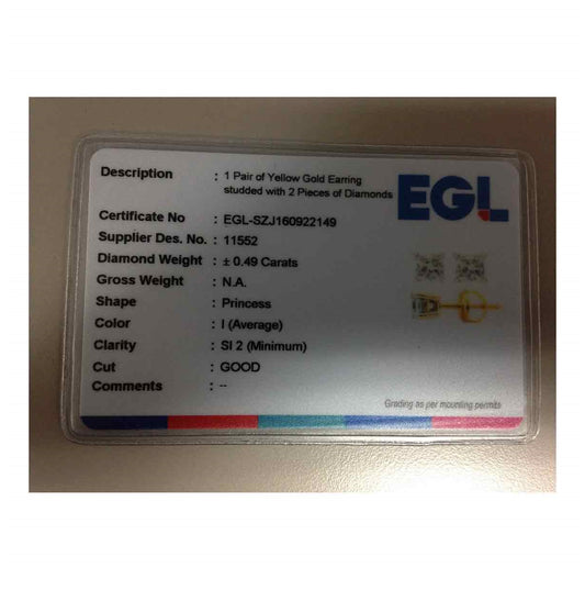 14K Yellow Or White Gold Unisex Princess Diamond Solitaire Stud Earrings 1/2 Cttw