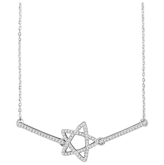 10kt White Gold Womens Round Diamond Star Chain Bracelet 1/5 Cttw