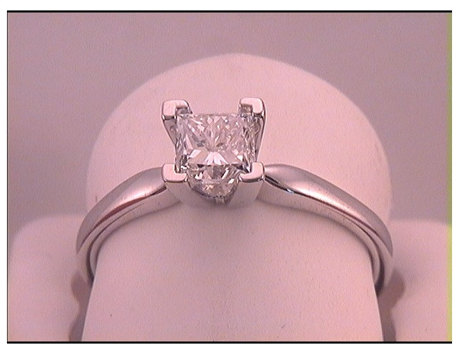 14kt White Gold 7/8ctw Princess Diamond Solitaire Ring Platinum+